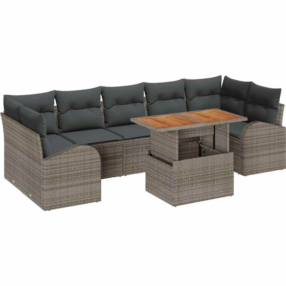 vidaXL Tuin Sofa Set 8 st Grijs Poly riet