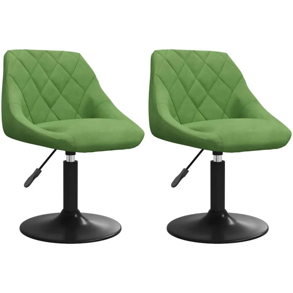 vidaXL Eetkamerstoelen draaibaar 2 st fluweel lichtgroen groen, foto 3
