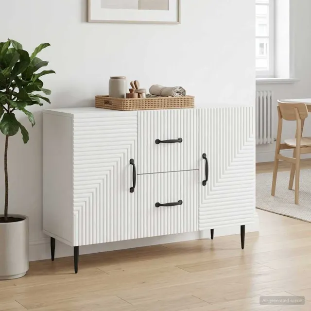 vidaXL Dressoir Wit 89 x 34,5 x 60 cm Bewerkt hout, foto 2