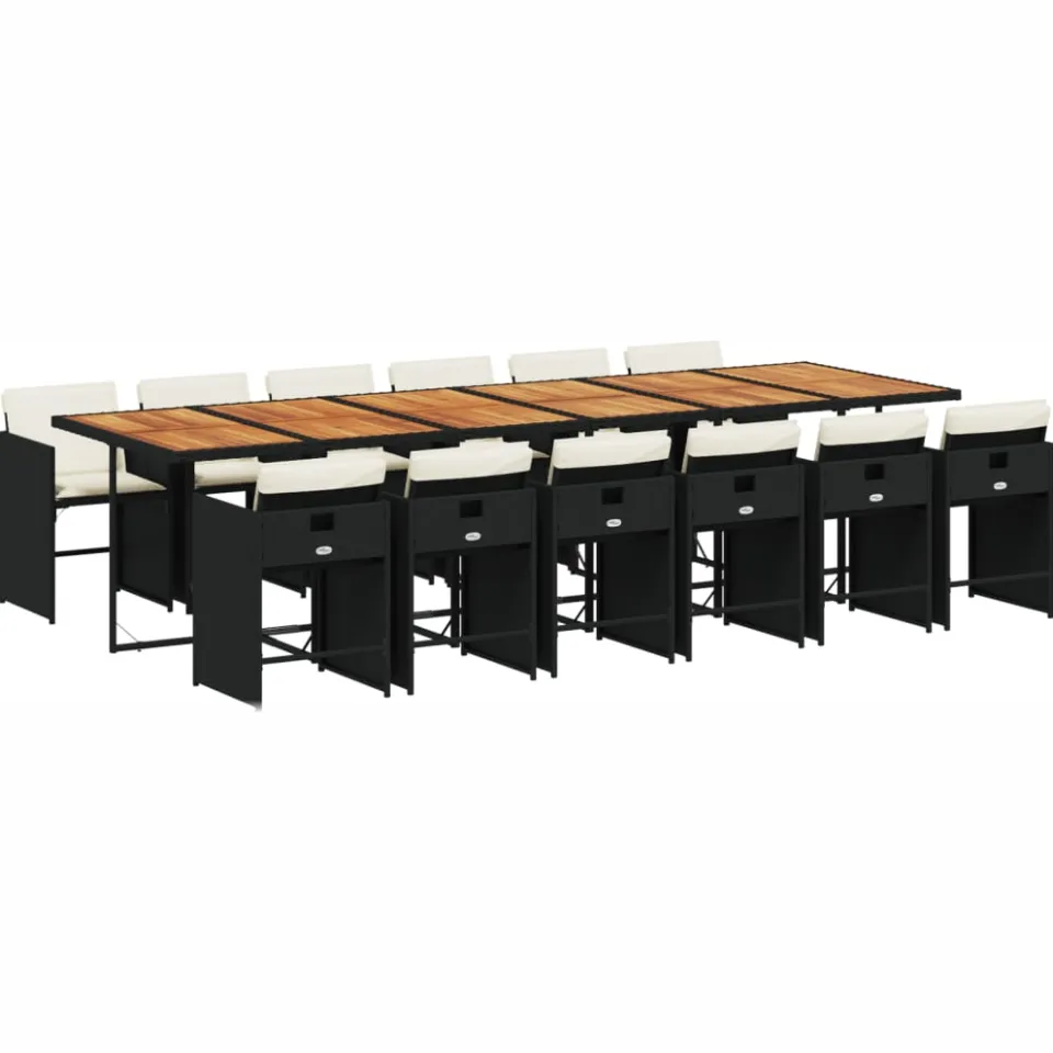 vidaXL 13-delige Tuinset met kussens poly rattan zwart, foto 2