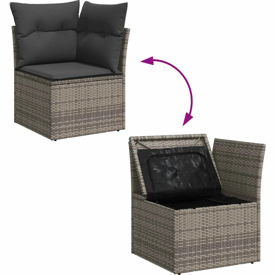 vidaXL Tuinbankenset 9 st Grijs poly rattan, foto 2