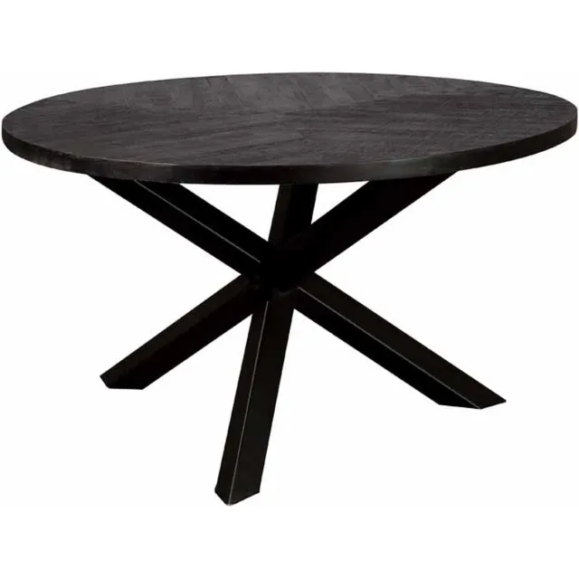 TOFF Viola round diningtable iron star leg - 130 - black Zwart