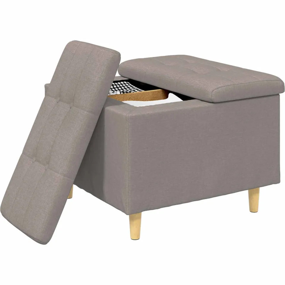 vidaXL Ottoman met Opbergruimte Taupe 60 x 60 x 45 cm Stof