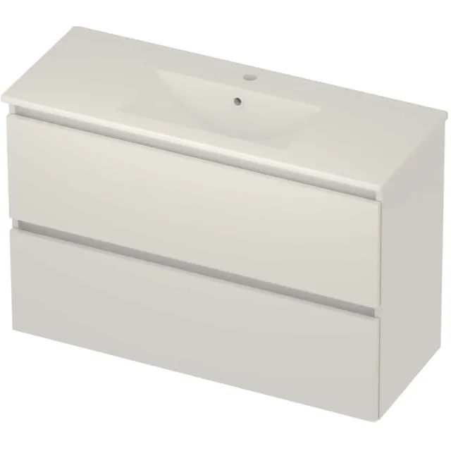 Basic-Line Score 39 Badmeubelset Porselein 1 Kraangat Greeploos 100x39x62 cm Ice White Glans Wit