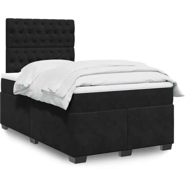 vidaXL Boxspring met matras fluweel zwart 120x200 cm