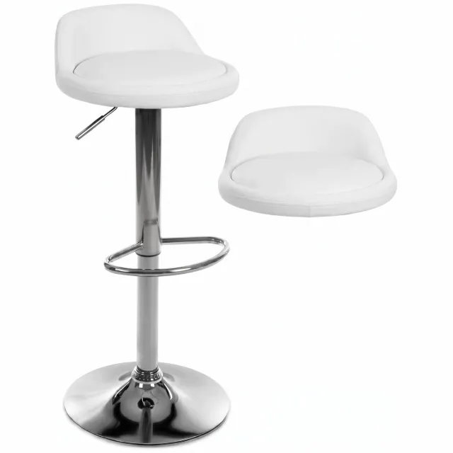 orio Wit Hoker Bar met Rugleuning - Verstelbaar, Chroom