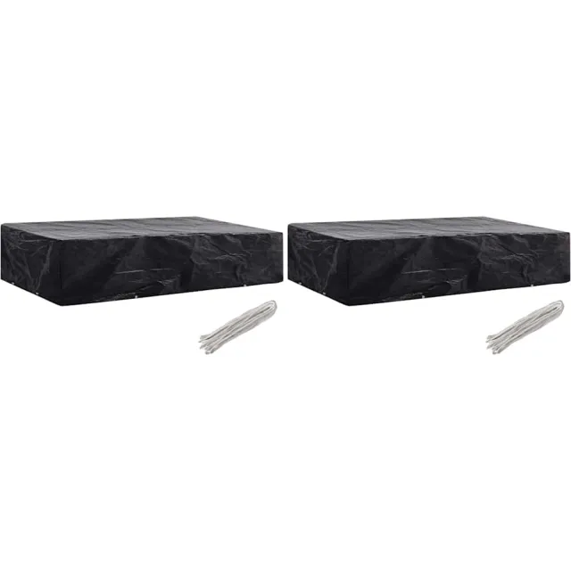 vidaXL Ligbeddenhoes 2 st 8 oogjes 218x77x55 cm Zwart