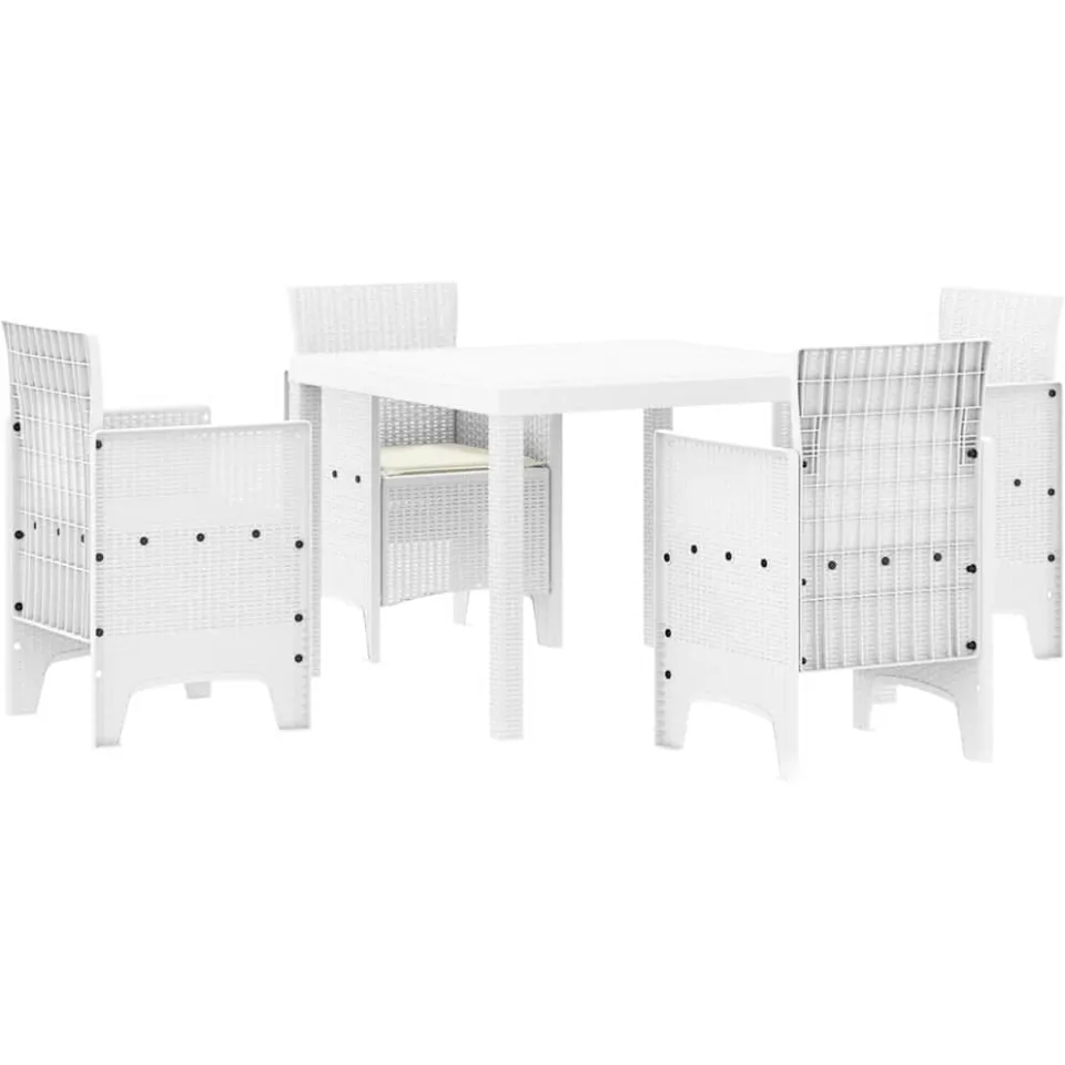 vidaXL Tuin Eetset 5 st Wit Polypropyleen