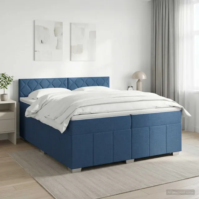 vidaXL Boxspringbed met matras met hoofdeinde Blauw 200 x 200 cm Stof