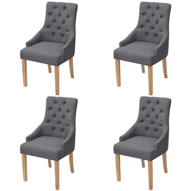 vidaXL Eetkamerstoelen 4 st stof donkergrijs grijs, foto 2