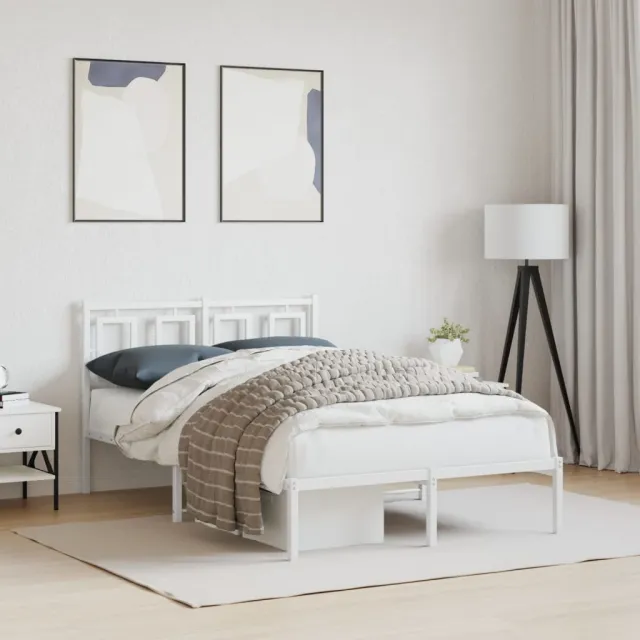 vidaXL Bedframe met hoofdbord metaal wit 120x200 cm