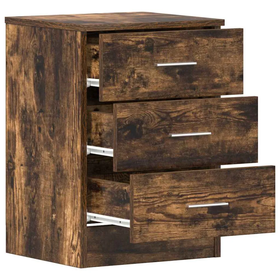 vidaXL Nachtkastje 38x35x56 cm bewerkt hout gerookt eikenkleurig, foto 4