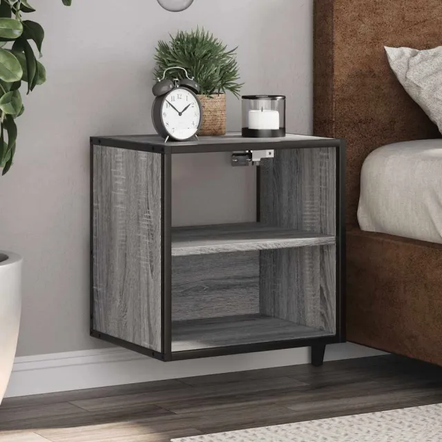 vidaXL Nachtkastjes 2st wandgemonteerd 40x31x39,5cm grijs sonoma eiken, foto 2