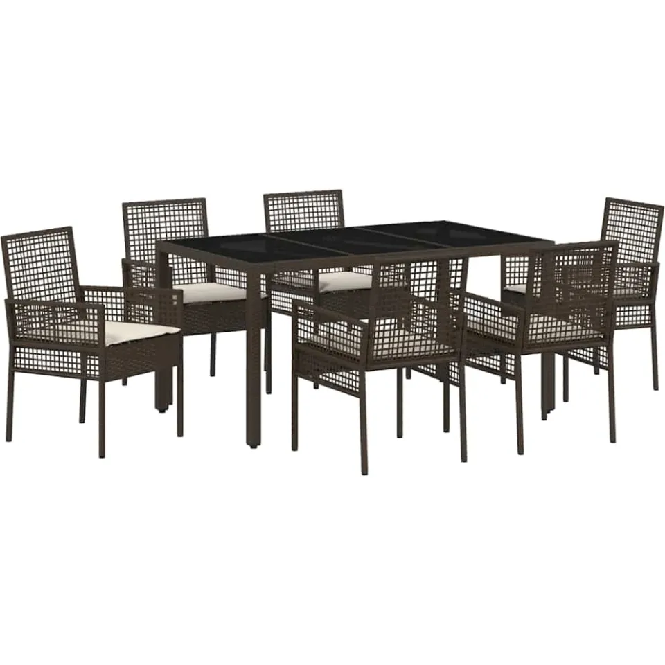 vidaXL Tuin eettafelset 7 st Bruin poly rattan