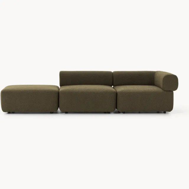 Westwing Collection Modulaire bouclé poef Anton groen