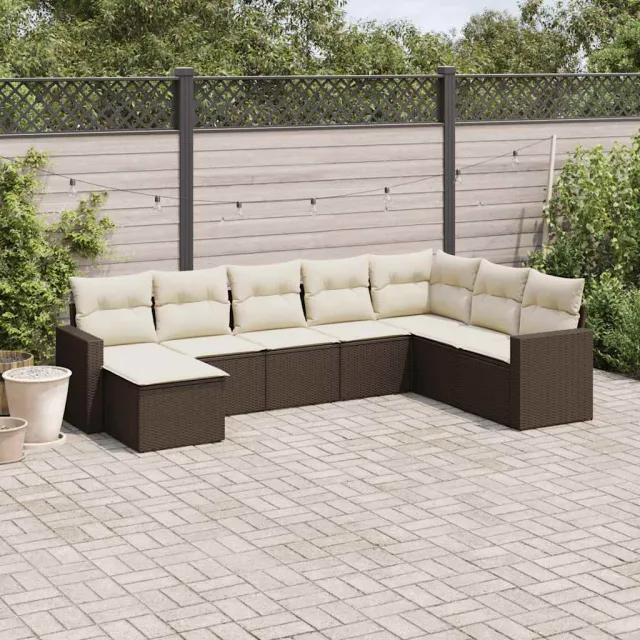 vidaXL 8-delige Loungeset met kussens poly rattan bruin, foto 2