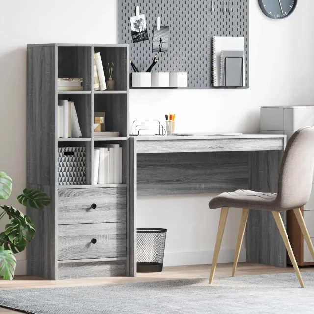 vidaXL Bureau Grijs Sonoma 145,5 x 40 x 127 cm 2 st, foto 2