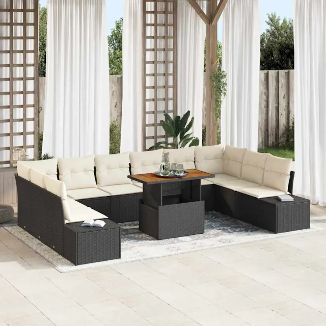 vidaXL Tuin Sofa Set 11 st Zwart Poly riet, foto 2