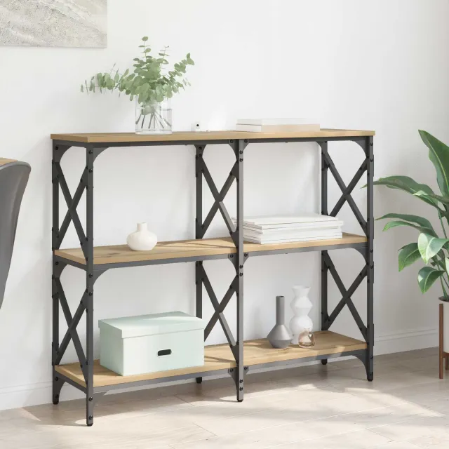 vidaXL Wandtafel Artisan Eiken 100 x 28 x 80,5 cm Bewerkt hout, foto 2