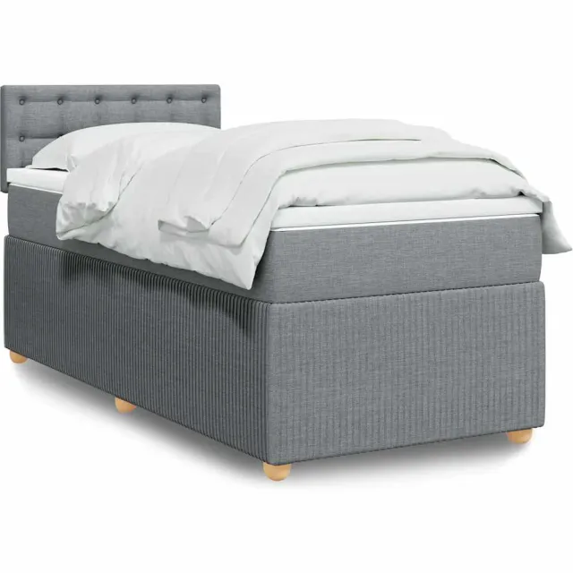 vidaXL Boxspring met matras stof lichtgrijs 80x200 cm grijs