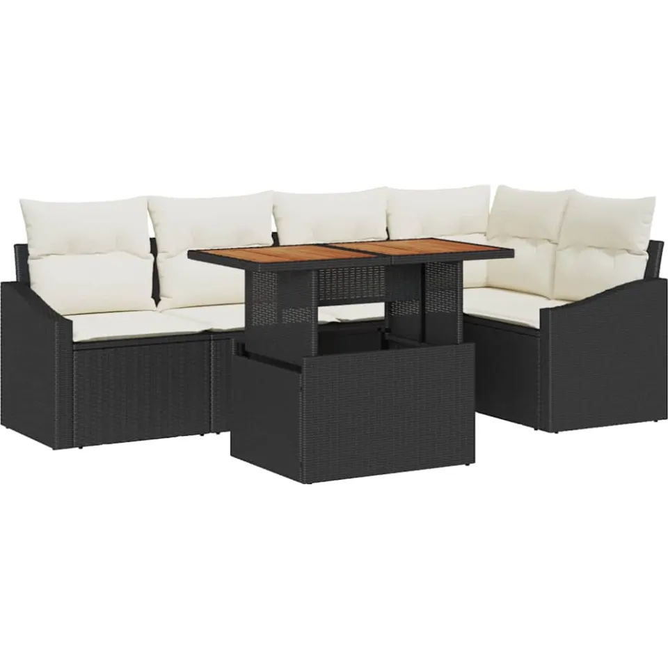 vidaXL Tuin Sofa Set 6 st Zwart Poly riet