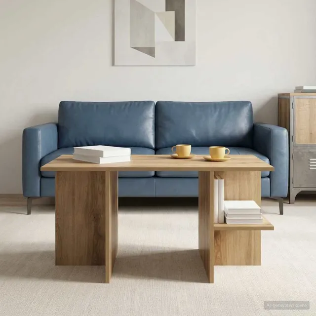 vidaXL Salontafel Artisanaal eiken 87 x 50 x 45 cm Geconstrueerd hout, foto 2