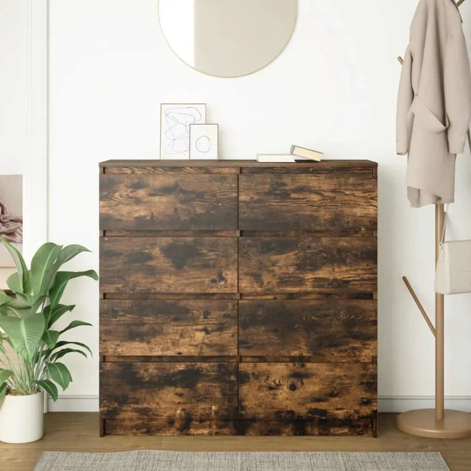 vidaXL Dressoir 100x35x99 cm bewerkt hout gerookt eikenkleurig, foto 3