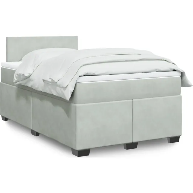 vidaXL Boxspring met matras fluweel lichtgrijs 120x200 cm grijs