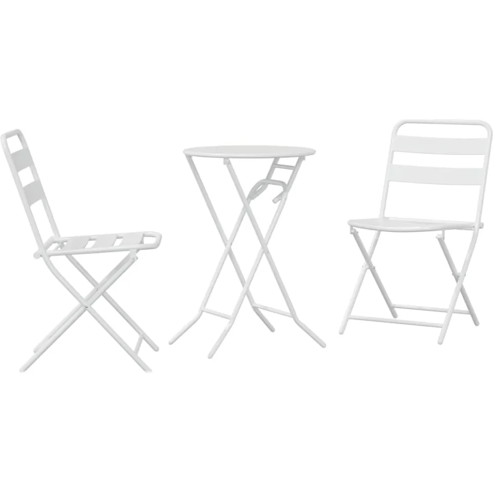 vidaXL Tuin Bistro Set 3 st Wit Staal, foto 3