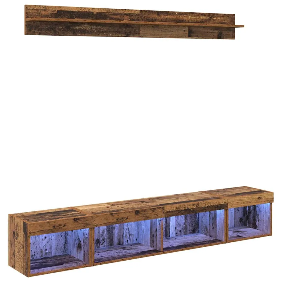 vidaXL TV Wandkast Set 5 st 100 x 30 x 30 cm Oudhout bruin, foto 4