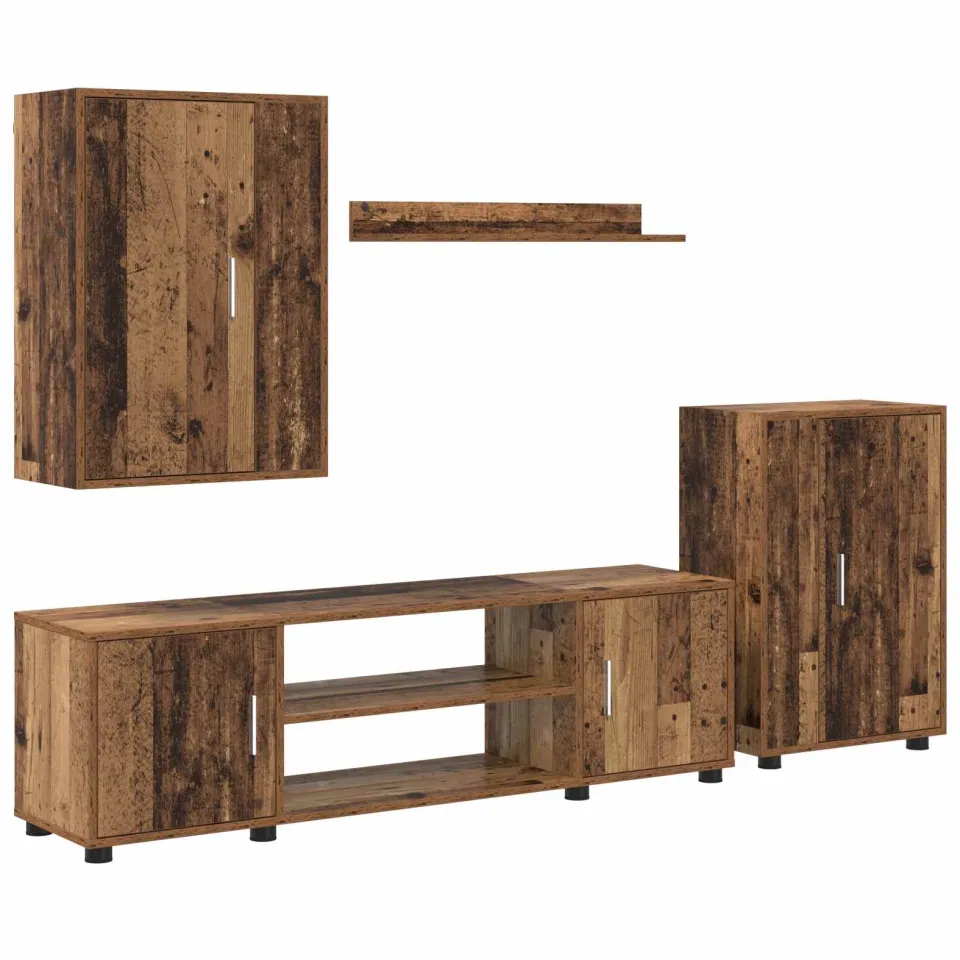 vidaXL Tv-meubelset 140 x 40 x 33 cm Oud Hout bruin, foto 3