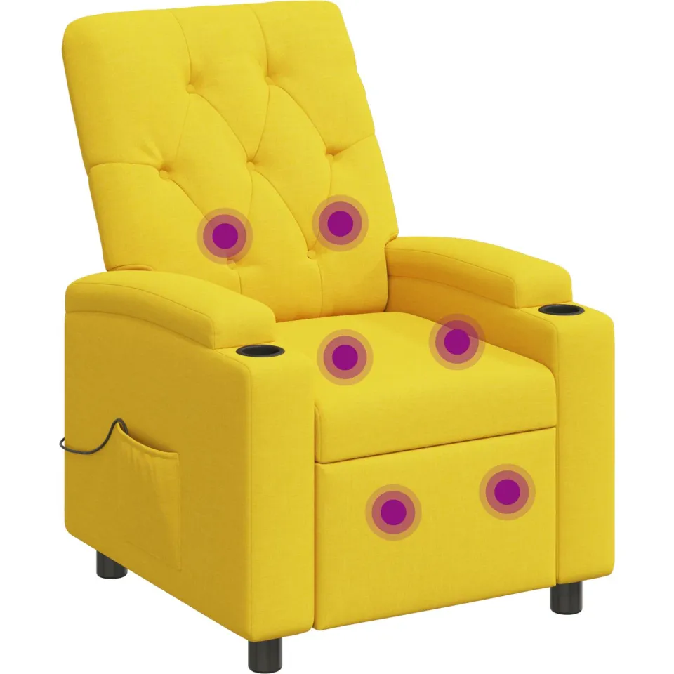 vidaXL Massage-relaxstoel Licht Geel 75 x 95 x 101 cm Stof Lemon Chiffon