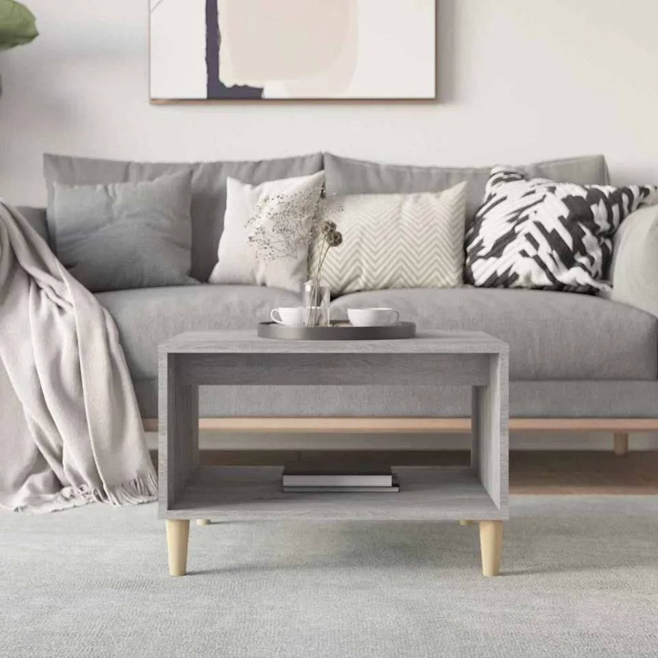 vidaXL Salontafel 60x50x40 cm bewerkt hout grijs sonoma eikenkleurig, foto 3