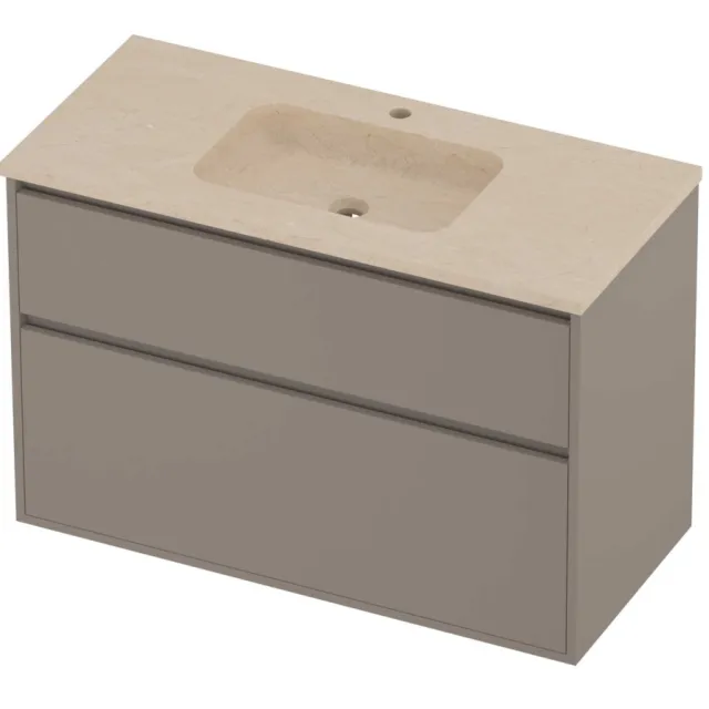 Proline Rollo Badmeubelset Hardsteen Elegant 2 Laden 100x46x67 cm Sand Stone Clay Beige