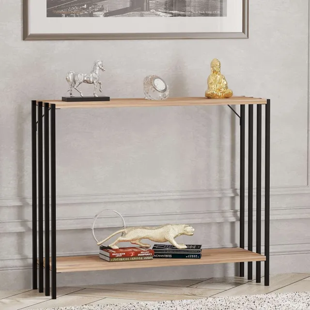 Skye Decor , Dressoir, Verona, Gemelamineerde spaanplaat, Zwart & Atlantisch grenen, 90 x 26 x 74 cm