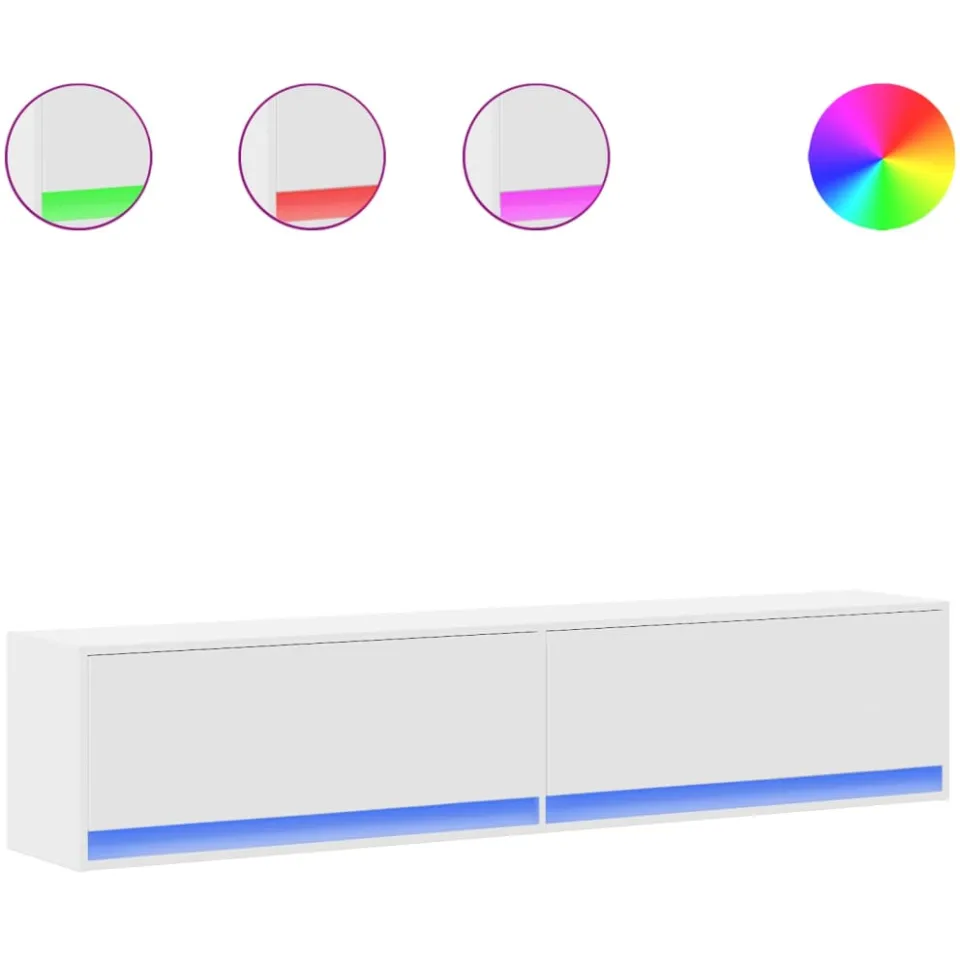 vidaXL Tv-wandmeubel met LED-verlichting 180x31x38 cm wit, foto 3