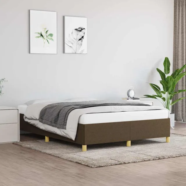 vidaXL Bedframe zonder matras stof donkerbruin 140x200 cm bruin