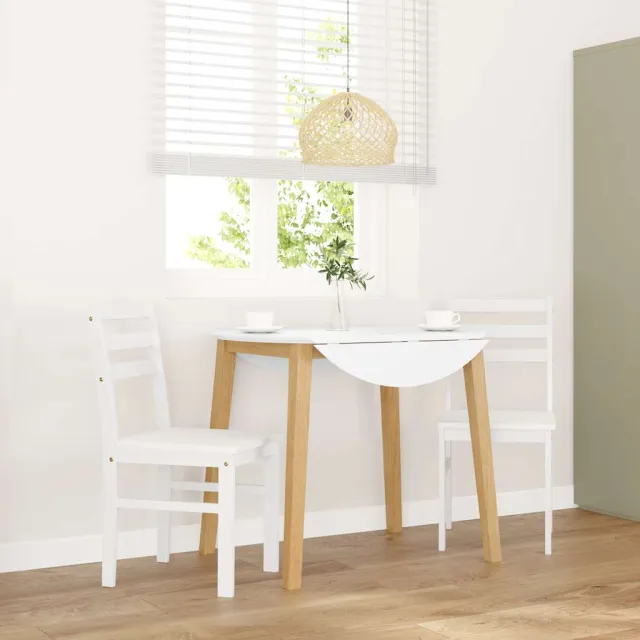vidaXL Eetkamerstoelen 2 st massief hout rubber wit, foto 2