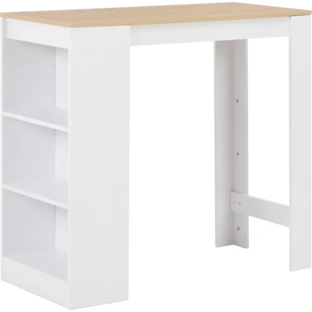 vidaXL Bartafel - met - schap - 110x50x103 - cm - wit Wit en bruin