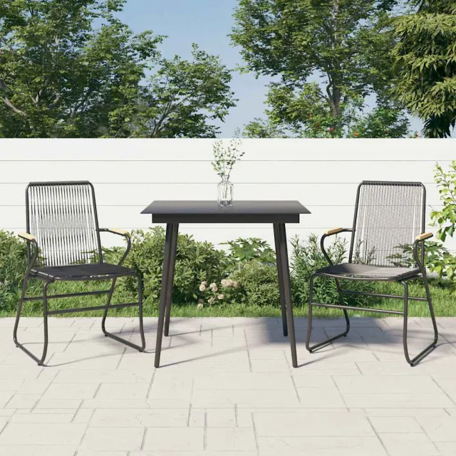 vidaXL 3-delige Tuinset PVC-rattan zwart, foto 2
