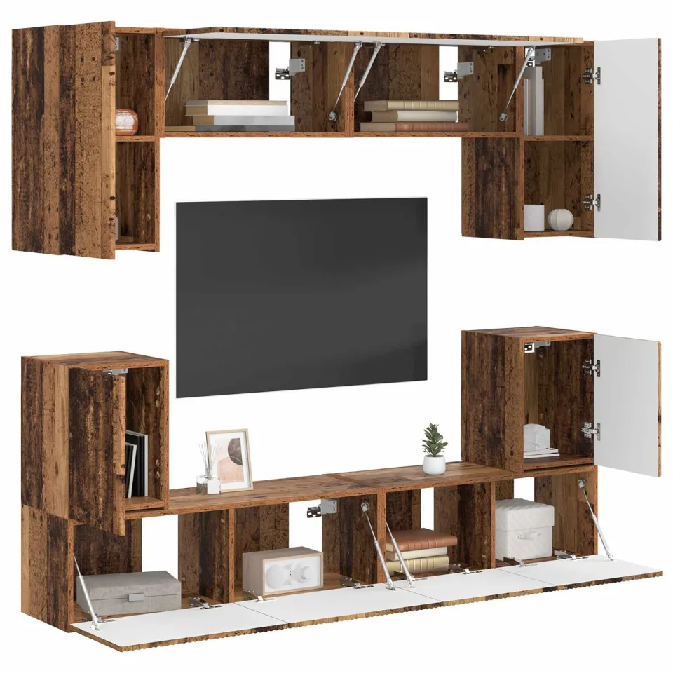 vidaXL Tv-meubelset 5 st Oudhout Bewerkt hout Bruin