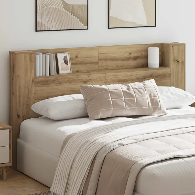 vidaXL Hoofdbord Kast met LED Artisanaal eiken Bewerkt hout Sienna