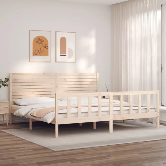 vidaXL Bedframe met hoofdbord massief hout Bruin