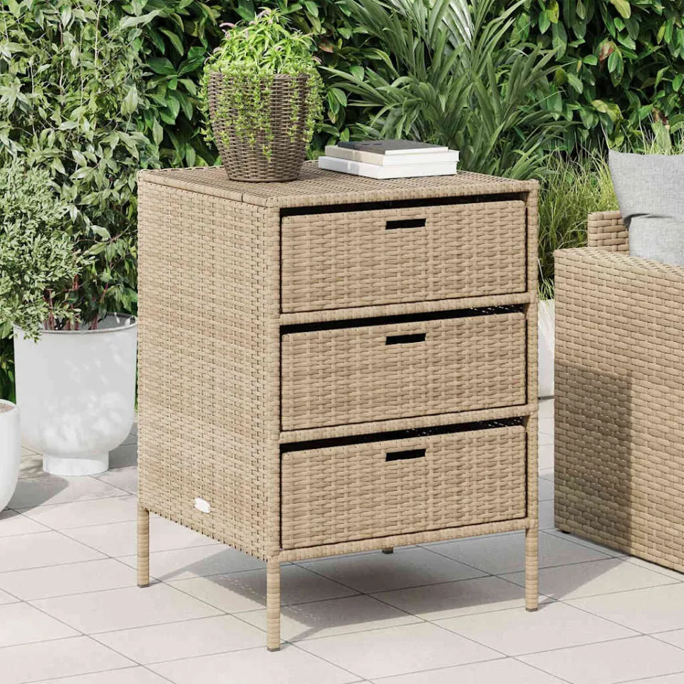 vidaXL Tuinkast 55x59x80 cm poly rattan beige, foto 2