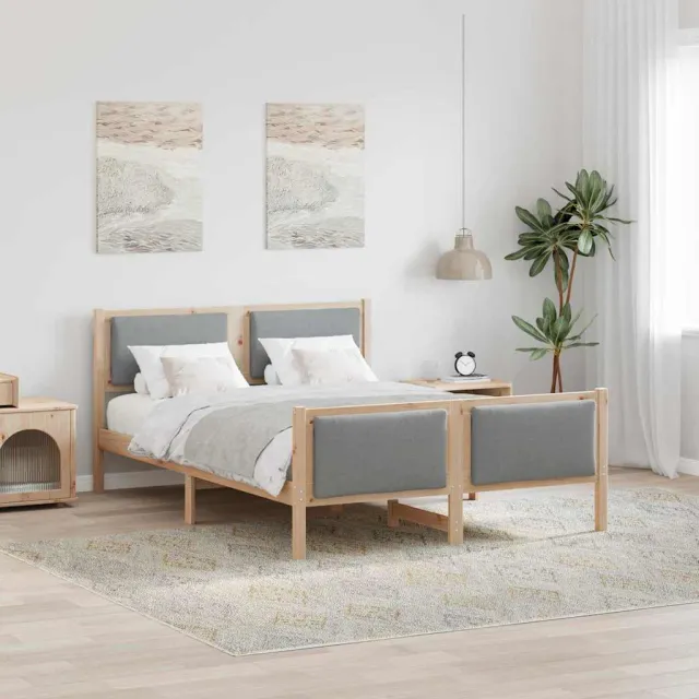 vidaXL Bedframe met hoofdeinde Lichtgrijs 160 x 200 cm Stof Bruin