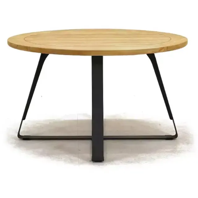 4 Seasons Outdoor Tuintafel Basso teak 130cm rond Antraciet