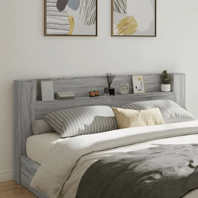 vidaXL Hoofdbordkast met LED 220x16,5x103,5 cm grijs sonoma eikenkleur