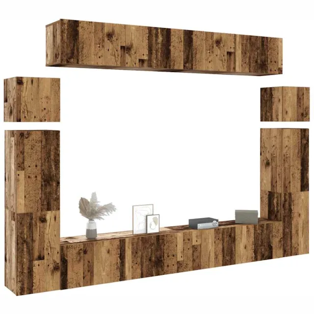 vidaXL 8-delig Tv-meubelset wandmontage bewerkt hout oud houtkleurig Bruin