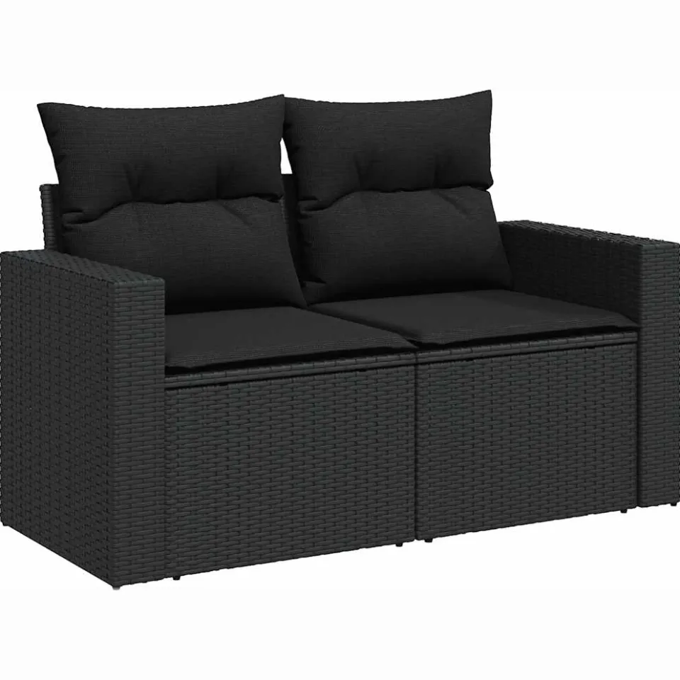 vidaXL 6-delige Loungeset met kussens poly rattan zwart, foto 3