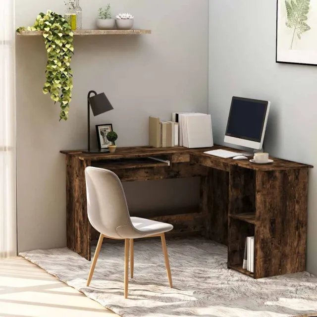 vidaXL Hoekbureau 120x140x75 cm bewerkt hout gerookt eikenkleurig, foto 2